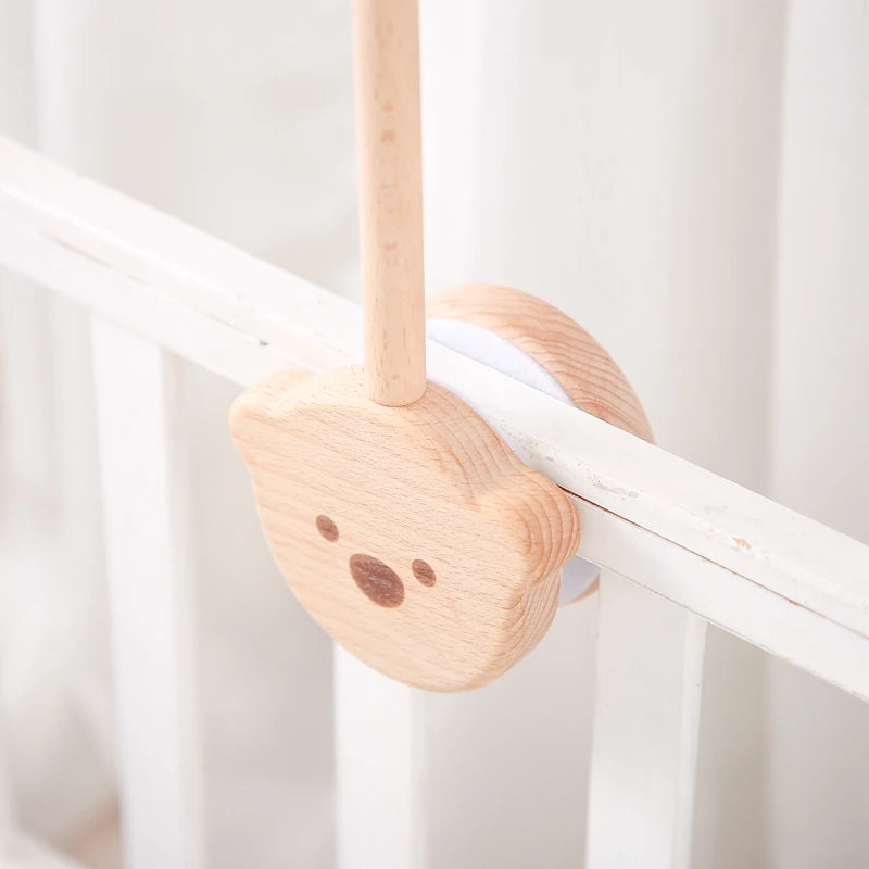 Baby Wooden Bed Bell Bend Bracket Mobile Hanging Rattles Toys Newborn Music Box Holder Bracket Infant Crib Toy Arm Bracket Gifts