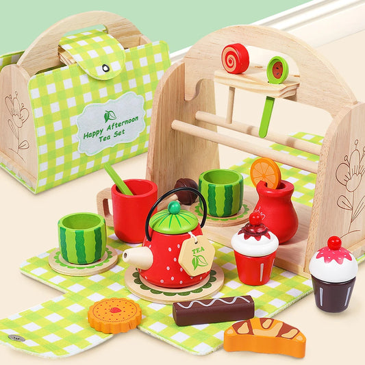 Wooden Afternoon Tea Children Educational Toys Montessori Toys Parent-Child Interaction Kitchen Simulation Games children Gifts