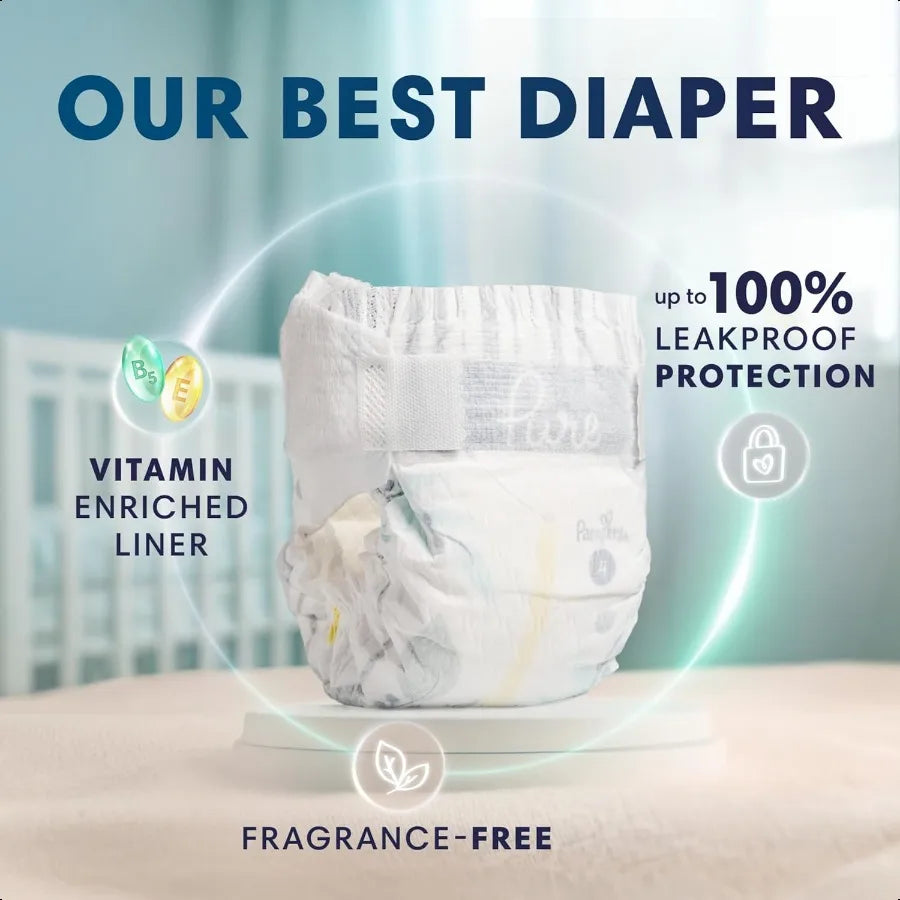 Pampers Pure Protection Baby Diapers Size 1 814 lbs 82 Count Up to 100 Leakproof Premium Plantbased Skin Protection Hypoallerge