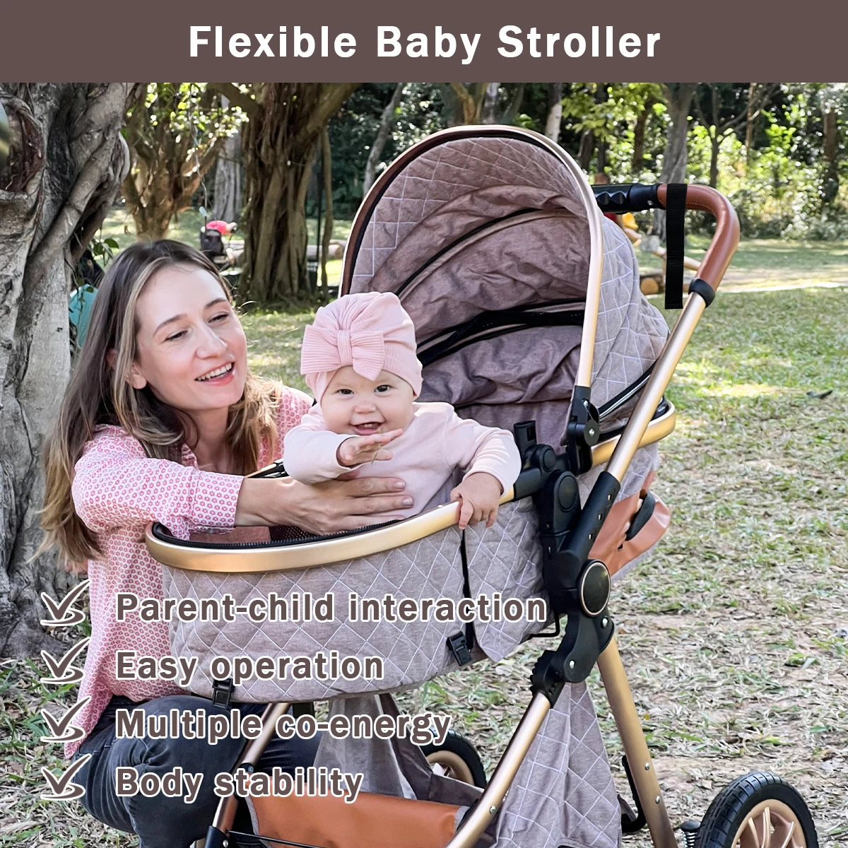 High landscape baby stroller, portable and foldable, a travel trolley that can be pushed in both directions