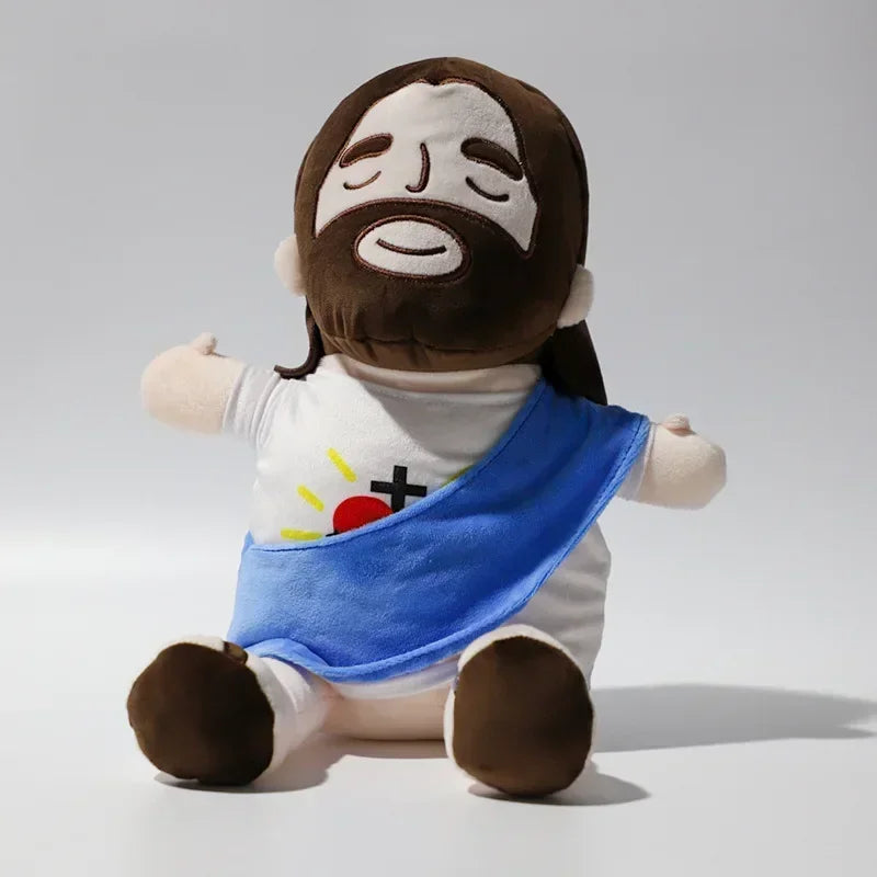 Jesus Plush Toy New Children Music Soothing Breathing Doll  Sleep Companion Toy Sound and Light Doll Holiday Gifts for Kids