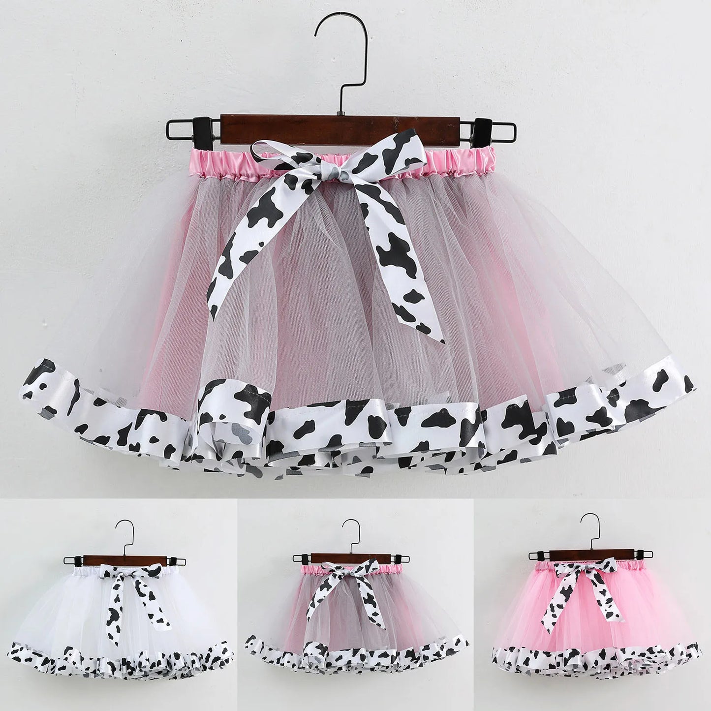 Princess Girl Skirt Kids Baby Girl Tutu Skirt Children Clothing Mini Skirt For Birthday Party Cow Print Layer юбка для девочки