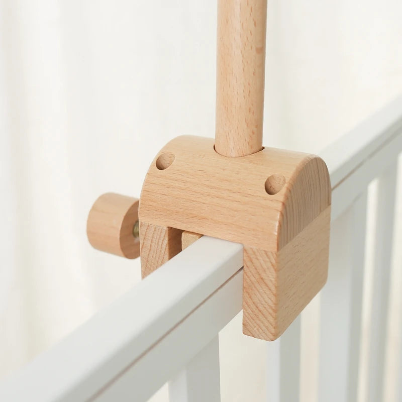 Baby Wooden Bed Bell Bend Bracket Mobile Hanging Rattles Toys Newborn Music Box Holder Bracket Infant Crib Toy Arm Bracket Gifts