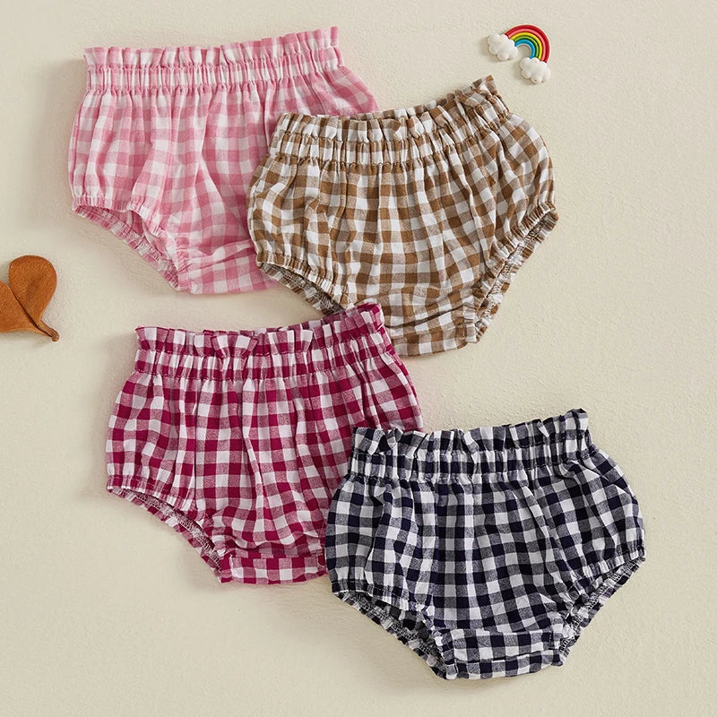 Cute Toddler Plaid Skirt with Ruffle Trim and Elastic Waistband Adorable Triangle Shorts for Stylish Summer Outfits