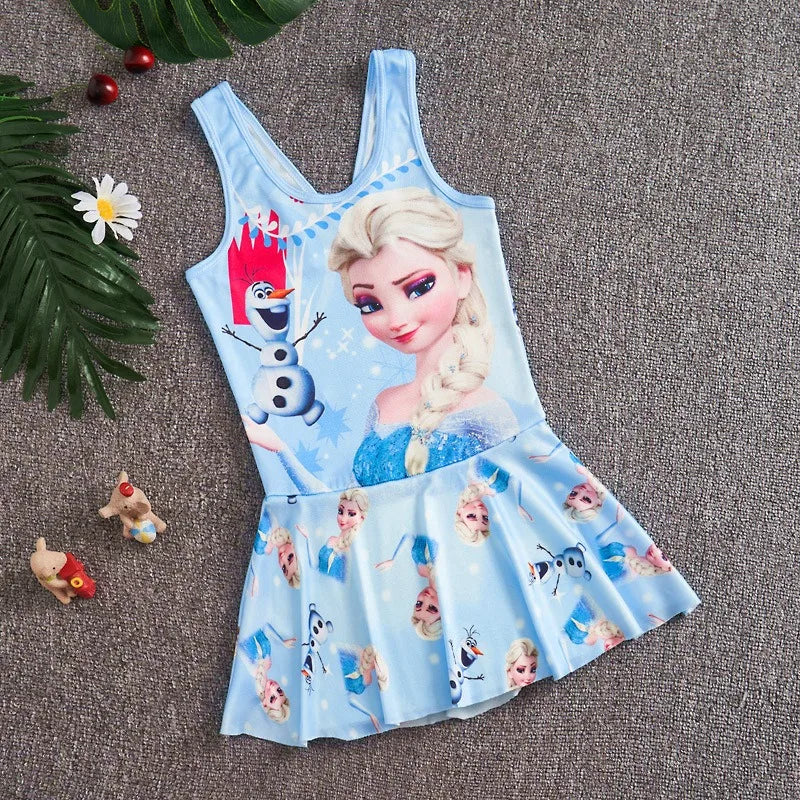 2-13 years Disney Frozen  Elsa Girls Clothes Swimsuit Swimsuit Fashion Kids Swimwear Dress And Hat For Children Unicorn