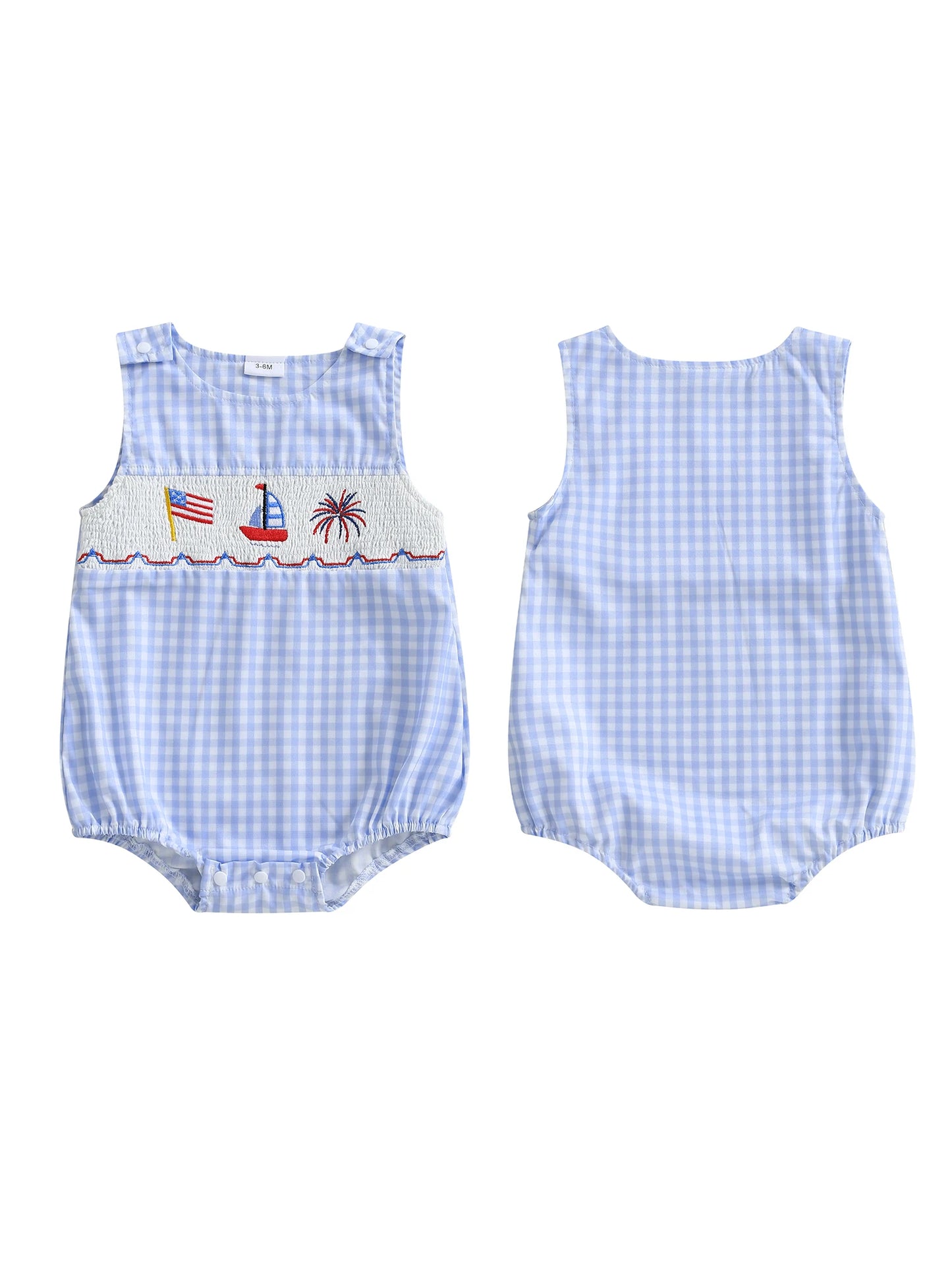 Infant Patriotic Sleeveless Romper Round Neck Jumpsuit Baby Boy 4th of July Playsuit Summer Outfit Newborn