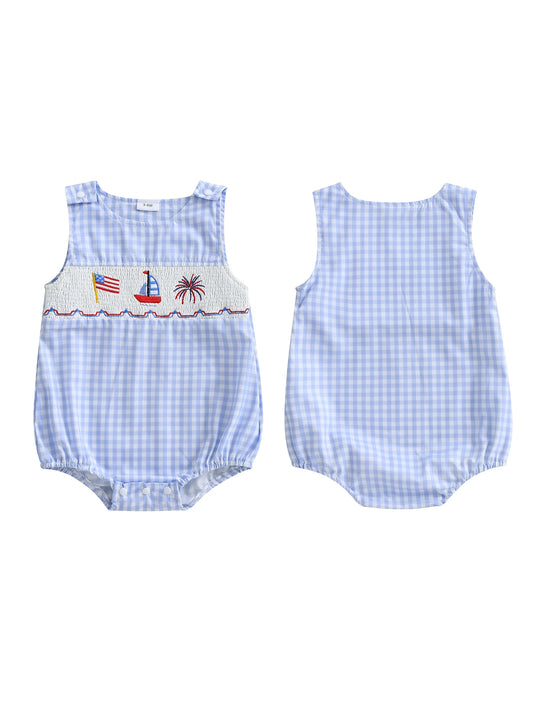 Infant Patriotic Sleeveless Romper Round Neck Jumpsuit Baby Boy 4th of July Playsuit Summer Outfit Newborn