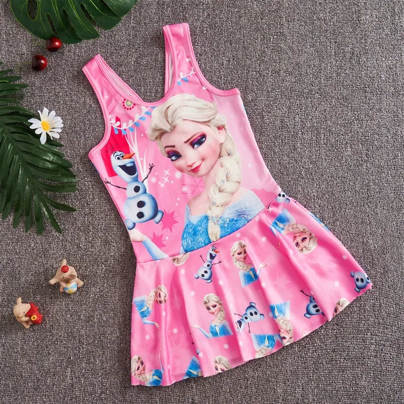 2-13 years Disney Frozen  Elsa Girls Clothes Swimsuit Swimsuit Fashion Kids Swimwear Dress And Hat For Children Unicorn