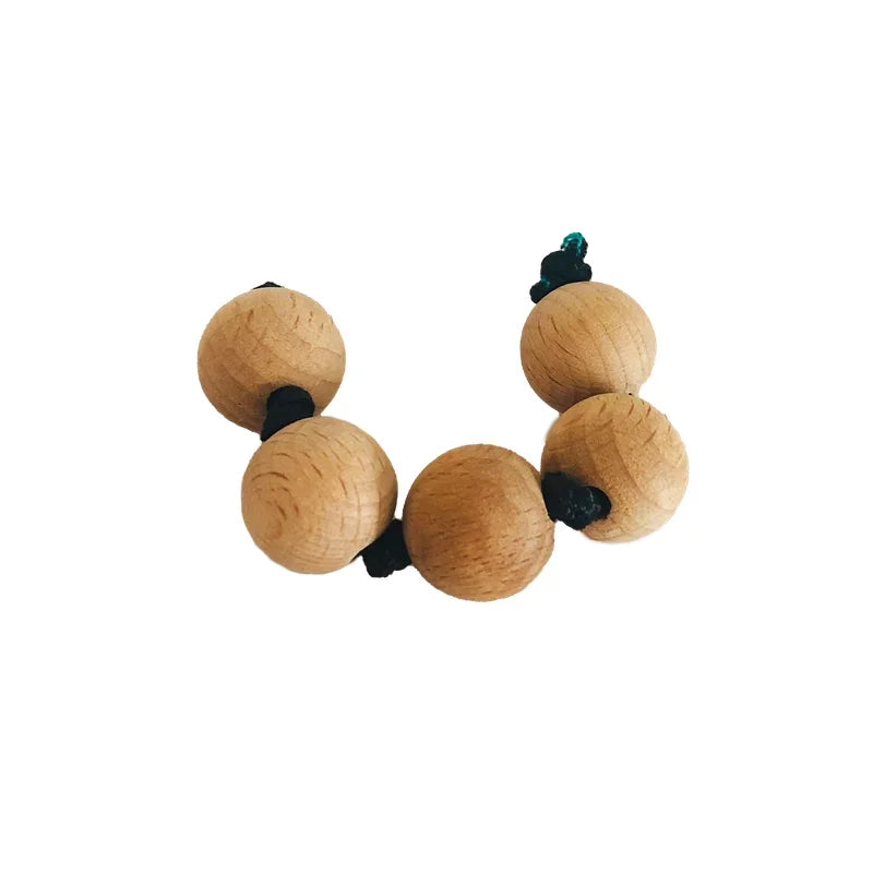 Montessori Wood Bell Rattle Interlocking Discs Grasping Beads Baby Toys Newborn Hand Motor Skill Practical Tools Early Education