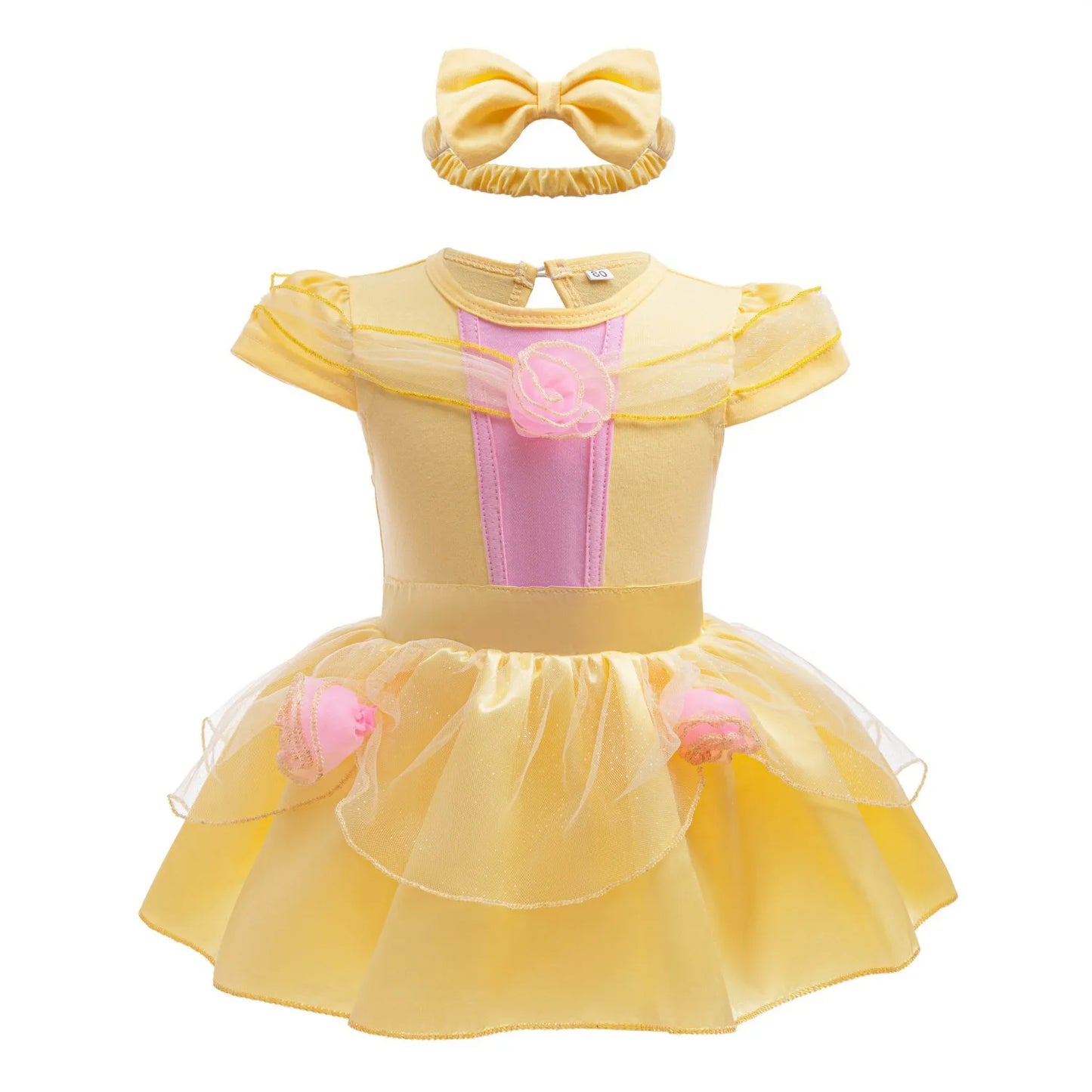 Little Girl Crawling Clothes Disney Movie Princess Role-playing Costume Baby Cute Cotton Jumpsuit Toddlers Birthday Dress
