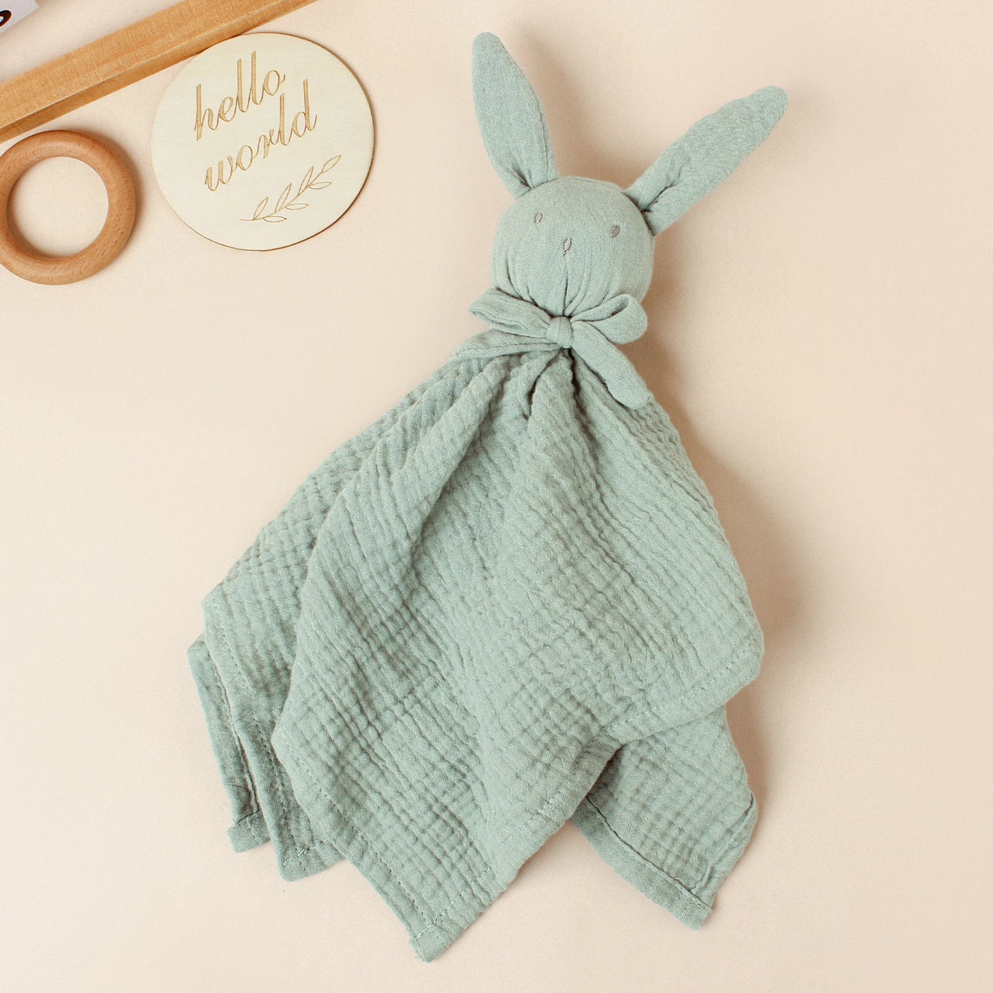 Baby  Rabbit Square Comforter Towel Elegant Bow Decor Rabbit Square Blanket For Kids Cute Embroidery Infant Saliva Towel