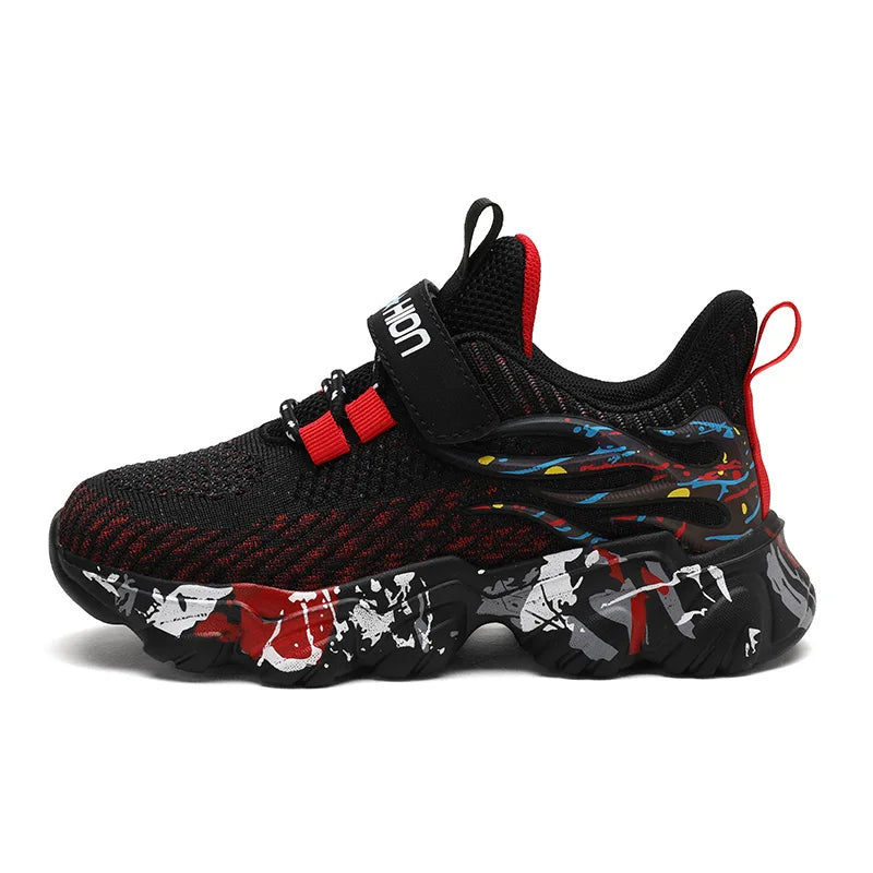Children Fashion Breathable Hook And Loop Comfy Non-Slip Shock Absorbing Casual Sports Sneakers