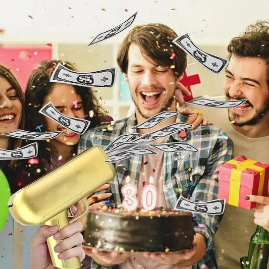 Banknote gun game toys Pistol Party Golden Money Gun Party toys Games Cash Funny toys Wedding Golden Money gun celebrate toy