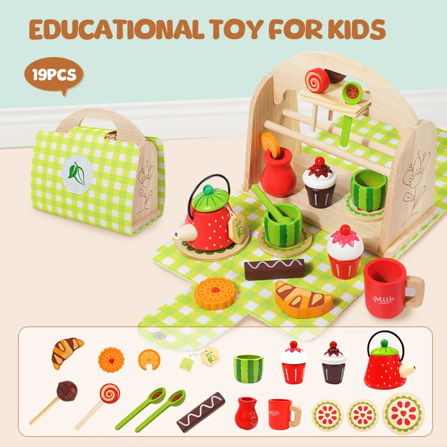 Wooden Afternoon Tea Children Educational Toys Montessori Toys Parent-Child Interaction Kitchen Simulation Games children Gifts