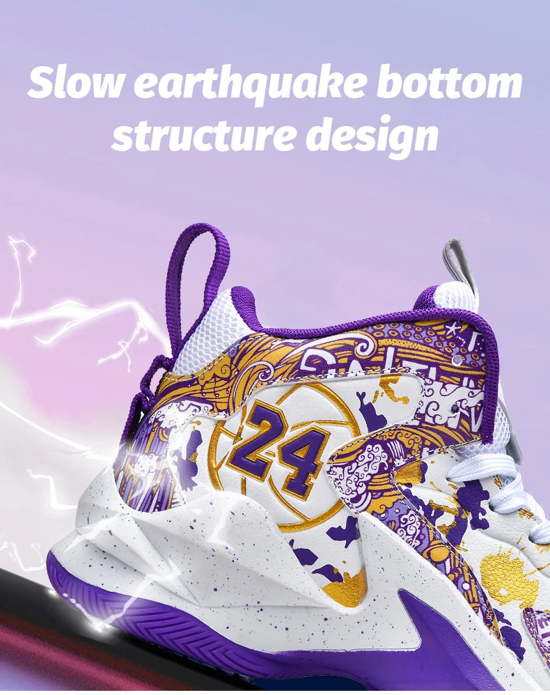Basketball Shoes No-Slip Breathable Outdoor Shoes Fashion Graffiti Training Shoes