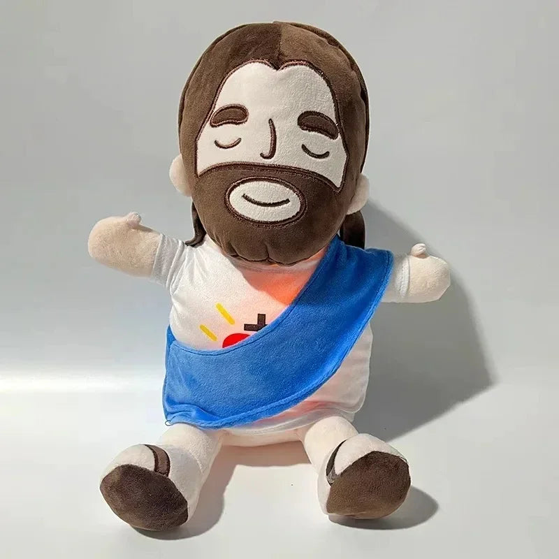 Jesus Plush Toy New Children Music Soothing Breathing Doll  Sleep Companion Toy Sound and Light Doll Holiday Gifts for Kids