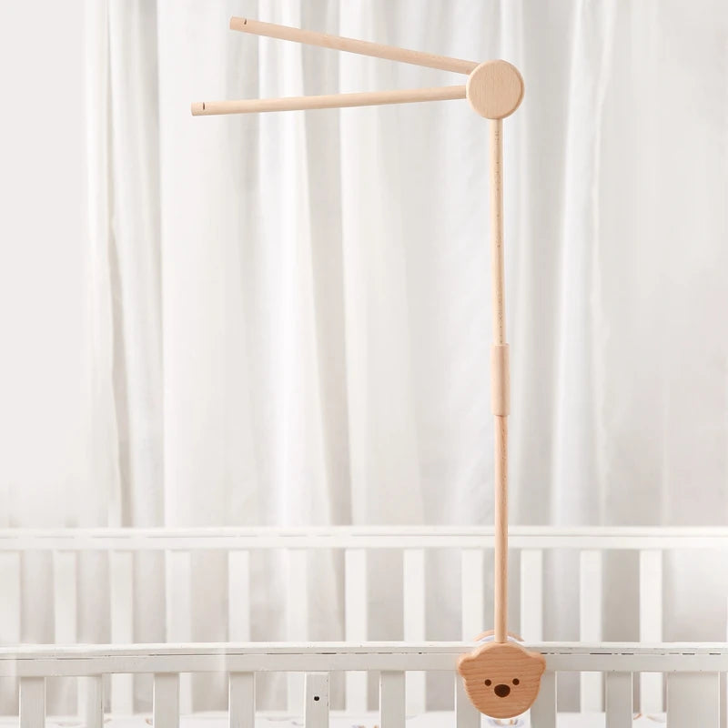 Baby Wooden Bed Bell Bend Bracket Mobile Hanging Rattles Toys Newborn Music Box Holder Bracket Infant Crib Toy Arm Bracket Gifts