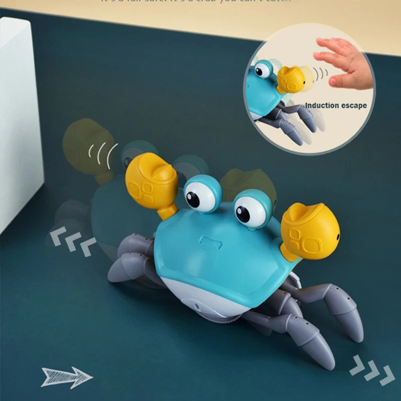 Cute Sensing Crawling Crab Baby Toys Interactive Walking Dancing with Music Automatically Avoid Obstacles Toys for Kids Toddler
