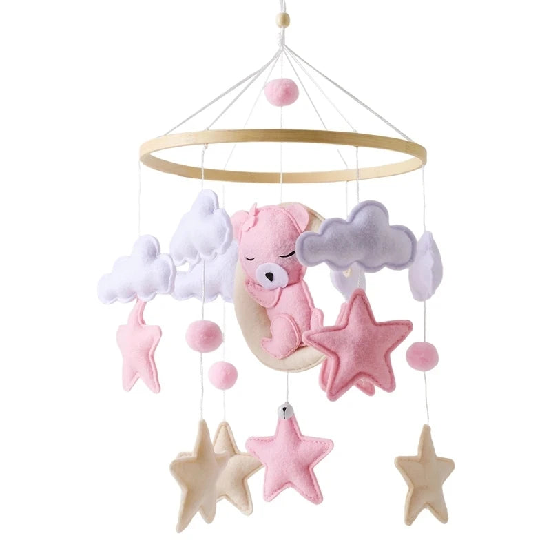 Baby Rattle Toy Bed Bell Bracket Wooden Mobile 0-12 Months Newborn Crochet Bed Bell Hanging Toys Holder Bracket Infant Crib Gift