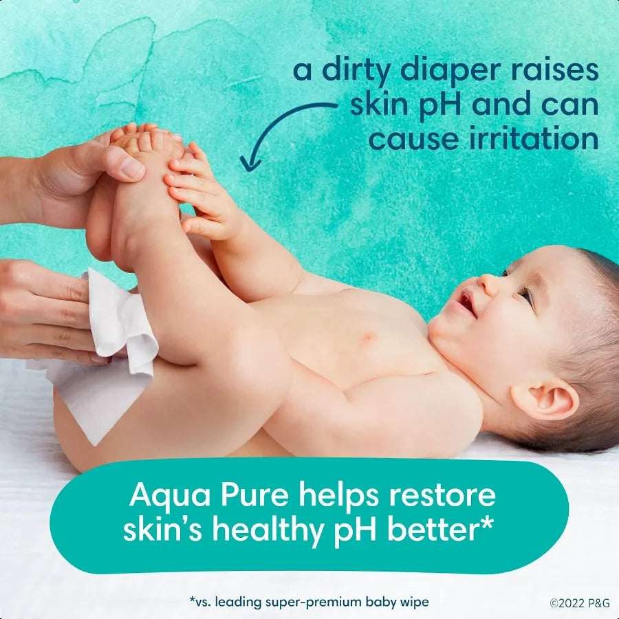 Pampers Baby Wipes Aqua Pure 99 waterbased wipes Hypoallergenic and Unscented Baby Wipes 672 Wipes Total 12 FlipTop Packs