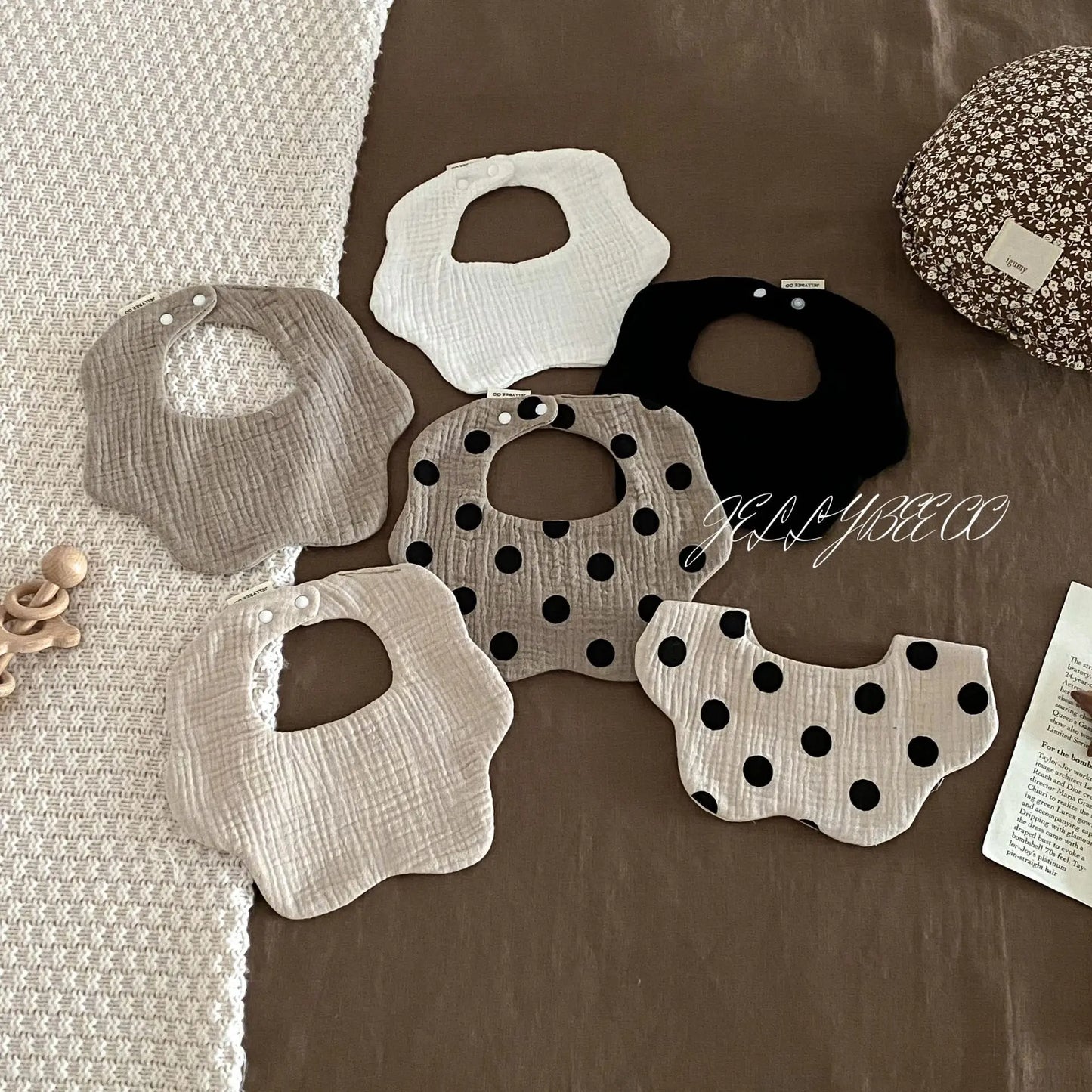 Polka Dot Flower Baby Bib Cotton Newborn Spit Up Burp Cloth Feeding Cover Washable Soft Absorbent Infant Accessories