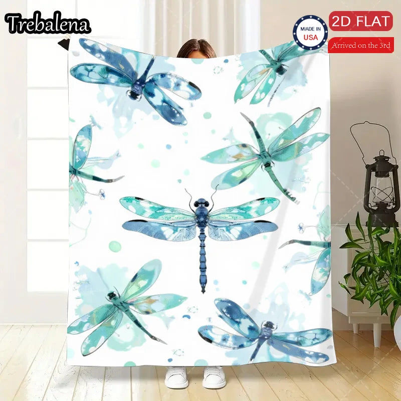 Flannel Blanket-Soft Lightweight All-season Adorable Dragonfly Print Soft Baby Blanket for Boys Girls Newborns