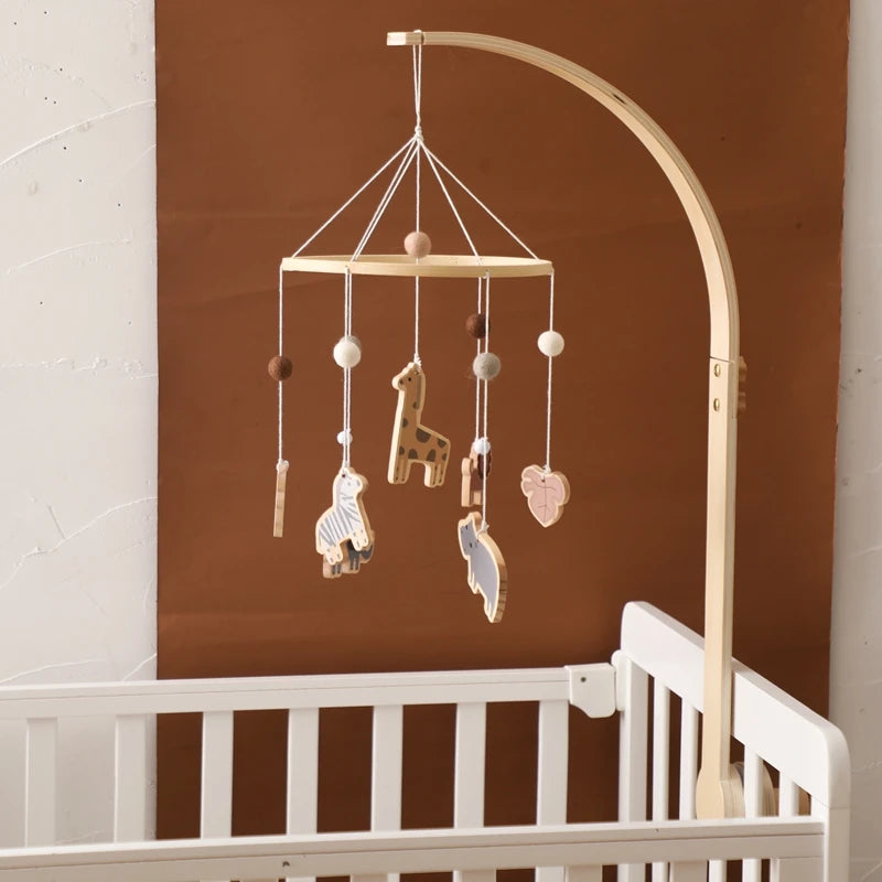 Baby Montessori Wooden Gym Frame Rattle Toys Newborn Mobile Hanging Sensory Toys Foldable Play Gym Frame Kid Holder Bracket Gift