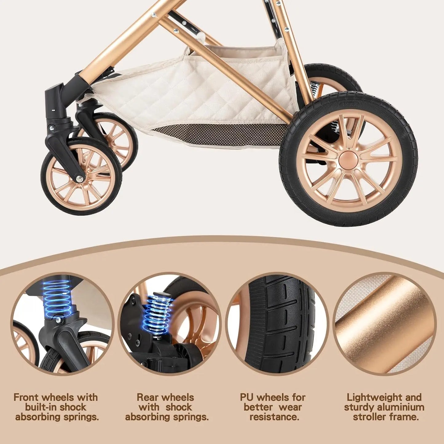 2 In 1 Baby Cradle Stroller, Convertible Foldable Standard Stroller, Double-sided Stroller Stroller, Portable High View Stroller