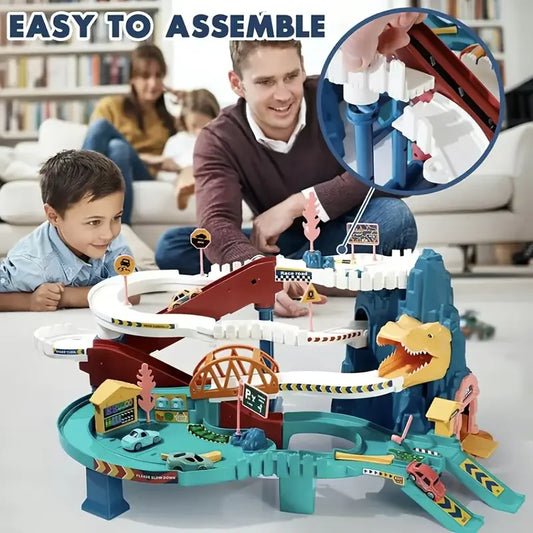 Toy car ramp track dinosaur mountain climbing track car Colorful vehicle building toy set, with racing car and track, suitable a
