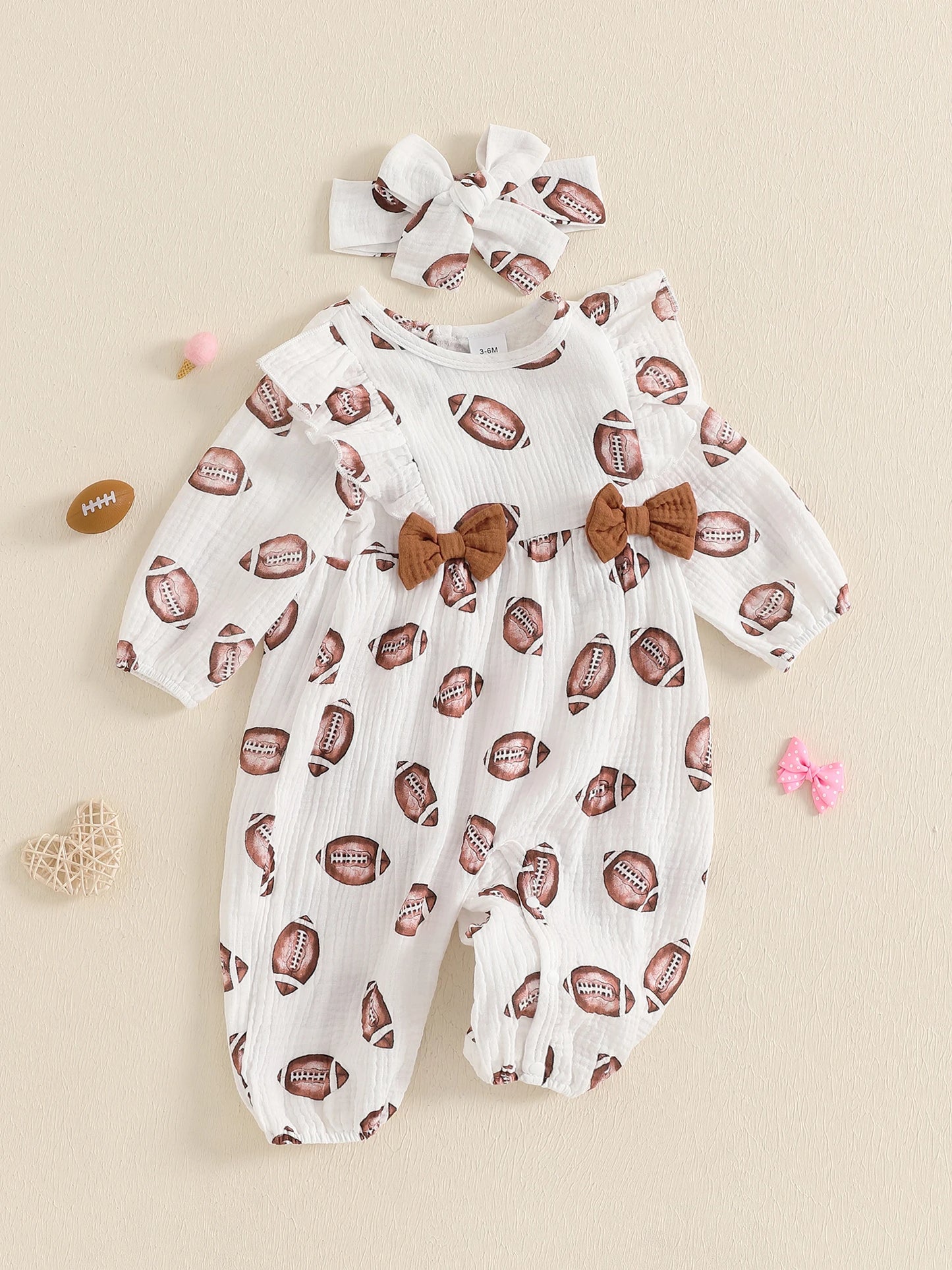Toddler Boy Soccer Outfit Football Print Hooded Jumpsuit Long Sleeve Romper with Matching Socks 2 Pcs Set for Sports Fans