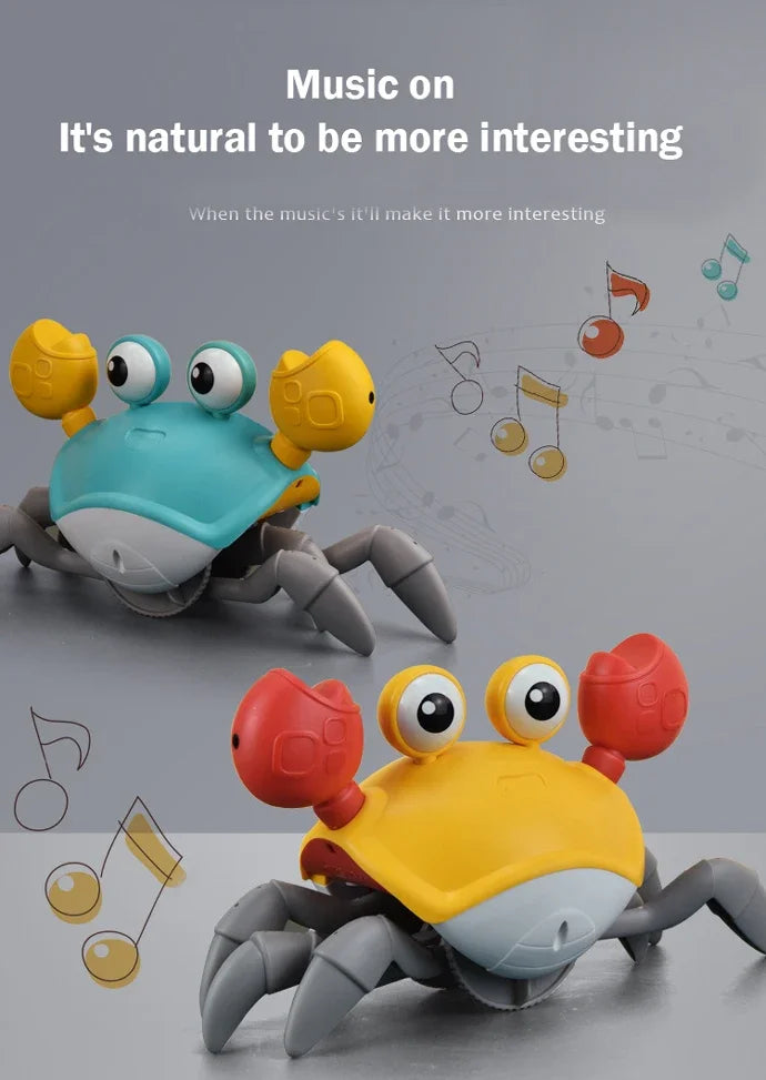 Cute Sensing Crawling Crab Baby Toys Interactive Walking Dancing with Music Automatically Avoid Obstacles Toys for Kids Toddler