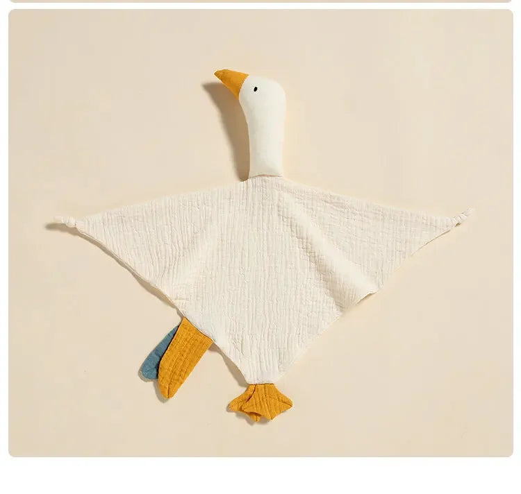Pure Cotton Muslin Baby Bib Cute Goose Sleeping Dolls Newborn Saliva Towel Soothe Appease Towel Toddlers Burp Cloth Handkerchief