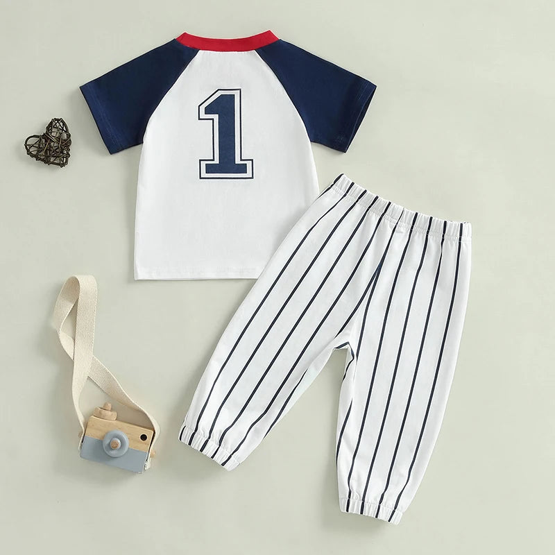 Toddler Boy Birthday Outfit Football Number Print Short Long Sleeve T-shirts Camouflage Long Pants 2 Pcs Set