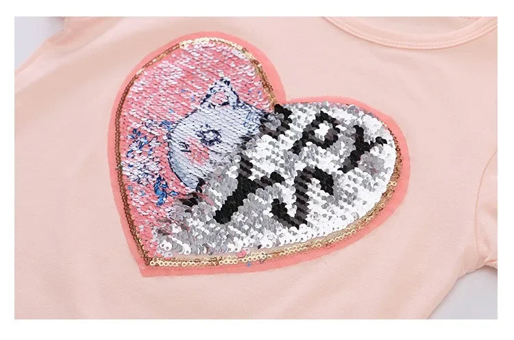 2025 New Unicorn Kids T-shirt Short sleeves Children Cotton Summer Baby Girls Tee Party Princess Girl Clothes Costumes 3-8Y