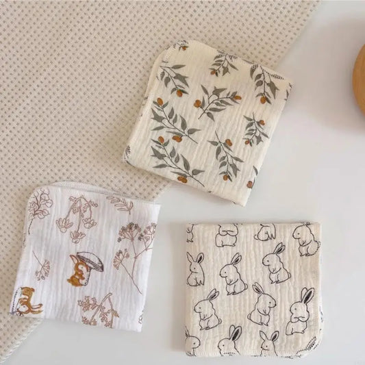 Newborn Burp Cloths Breathable 4-Layer Muslin Square Rags- Baby Washcloths Towel