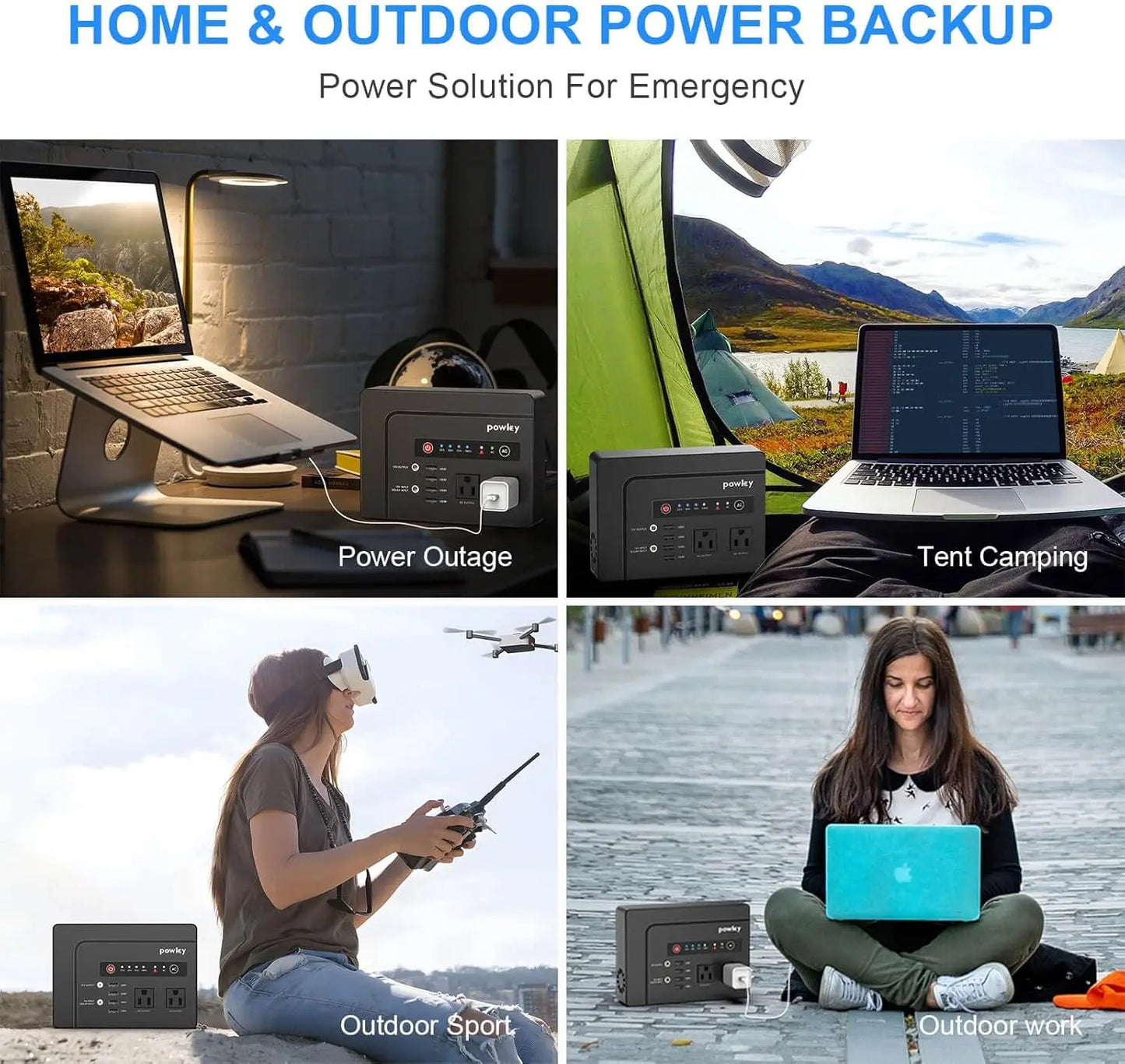 Powkey Portable Power Station 200W, 146Wh Portable Solar Generator Battery Backup Power Supply for Camping Travel Outdoor Home