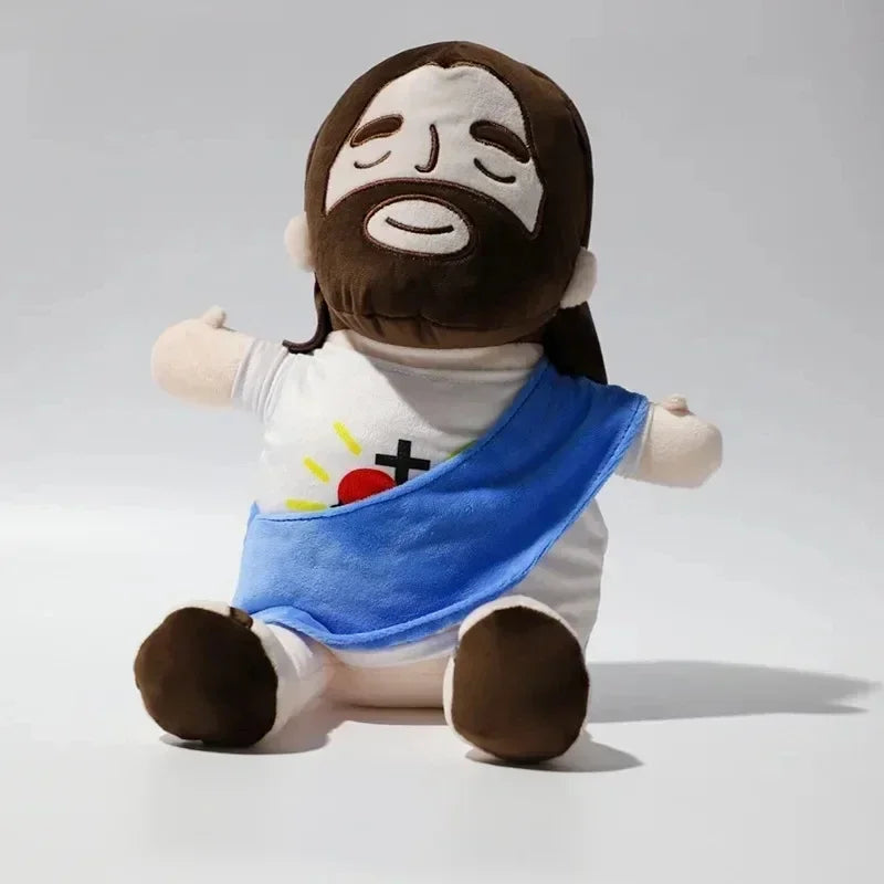Jesus Plush Toy New Children Music Soothing Breathing Doll  Sleep Companion Toy Sound and Light Doll Holiday Gifts for Kids