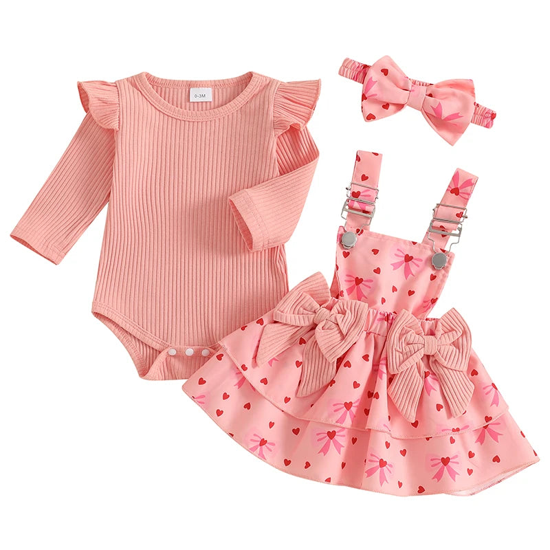 Toddler Boy Valentine’s Day Outfits Plaid Shirt Denim Suspender Pants Bowtie Set with Suspenders