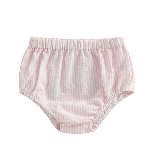 Infant Baby Girls Shorts Elastic Waist Striped Embroidery Letters Summer Shorts Bottoms for Birthday