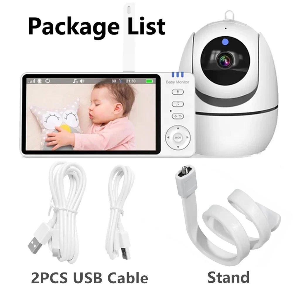 5Inch Video Baby Monitor With Pan Tilt  Surveillance IPS Screen Camera Two Way Audio Night Vision Intercom Auto Nanny with Stand