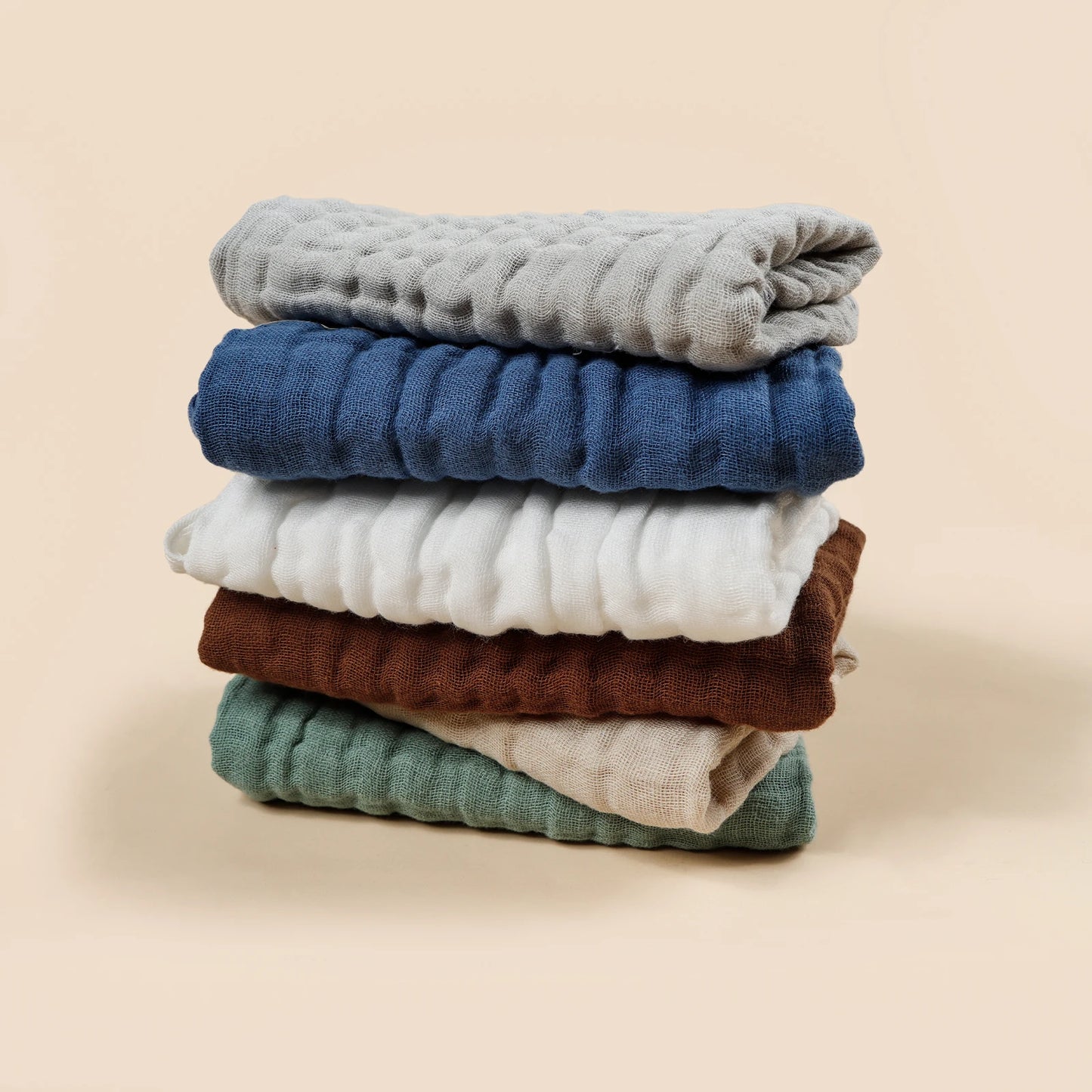 6pcs Crape Cloth Soaked Gauze Burping Towel Soft Comfortable Baby Face Washrag Pure Cotton Hanging Rope Baby Absorbent Washcloth