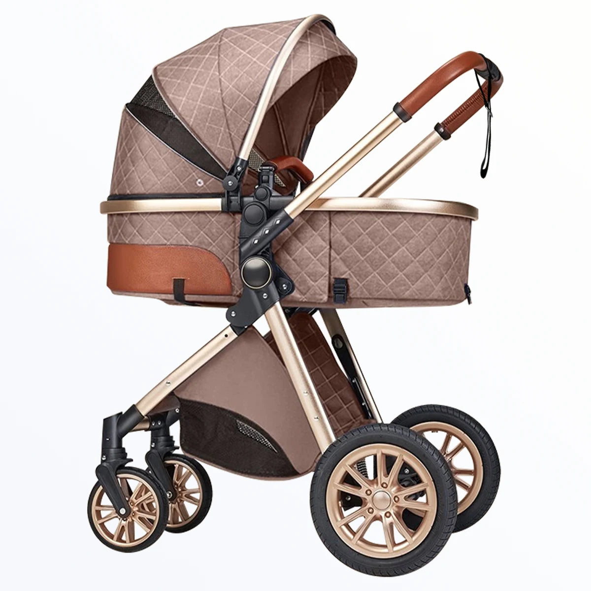 Foldable baby stroller with shock absorption function, an outdoor stroller that can be pushed in both directions