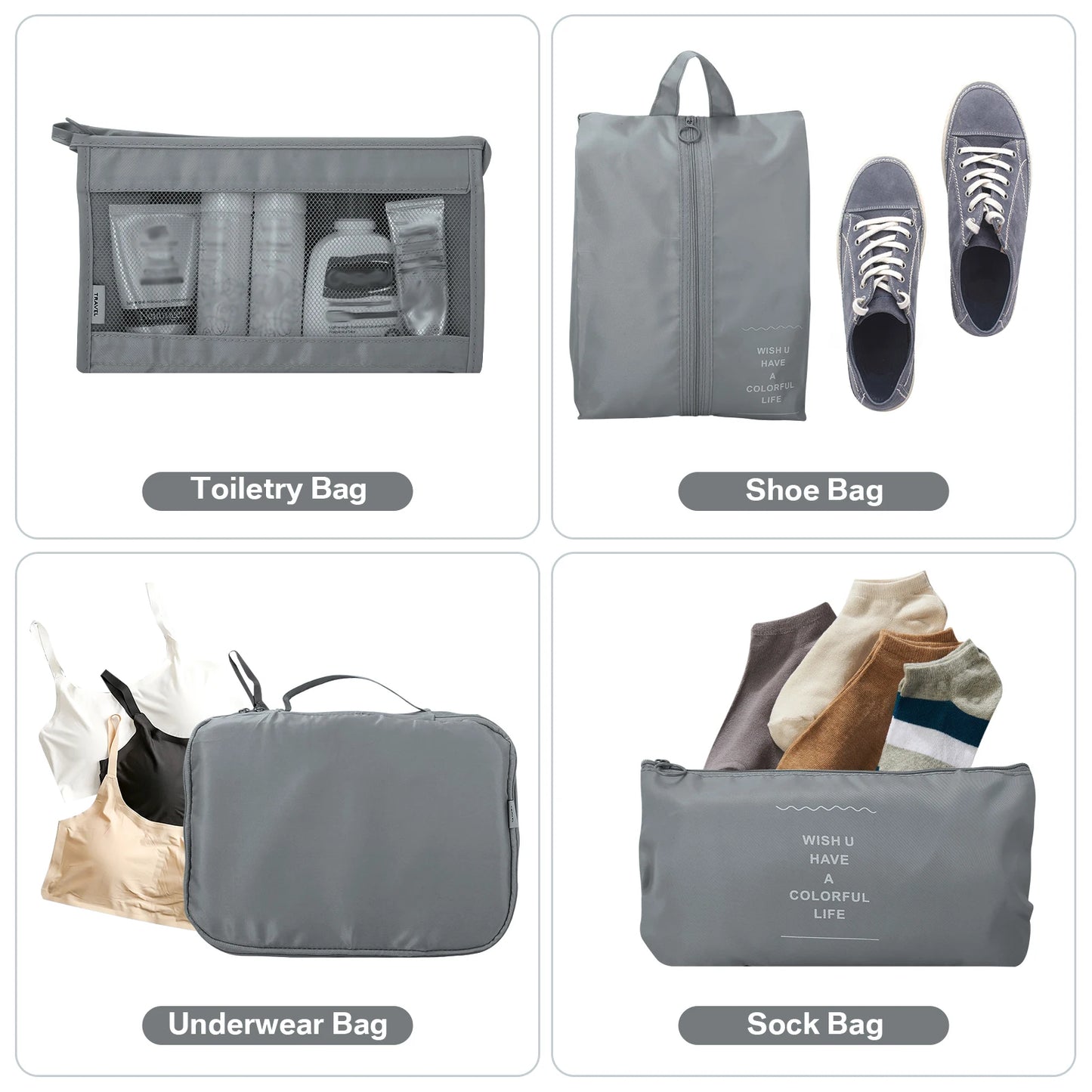Waterproof Packing Cubes 8pc Set for Suitcases Travel Packing Organizer With Double Zipper Pulls Mesh Top 100% Durable Polyester
