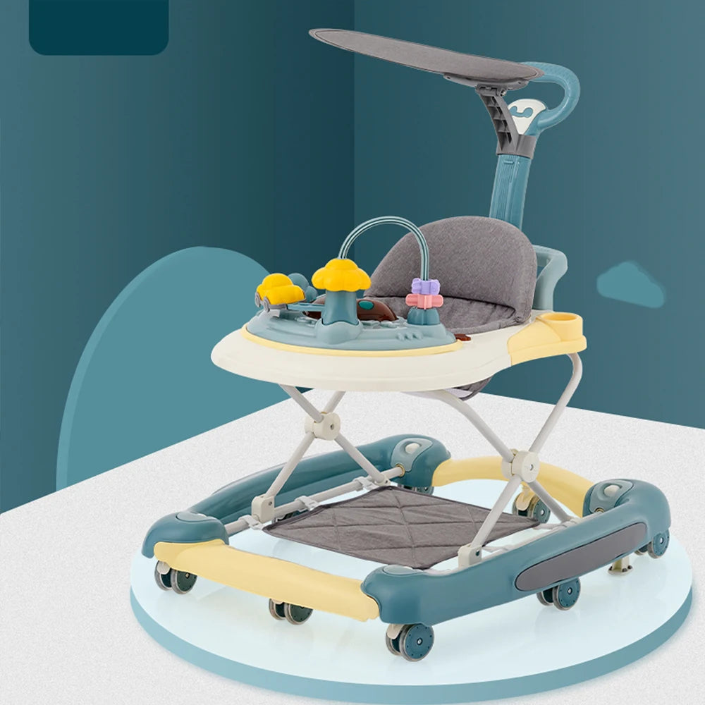 Foldable Baby Walkers With Universal Wheel Multifunction Anti-Roll Anti O-Leg Walker Handcart Learning Start Walker