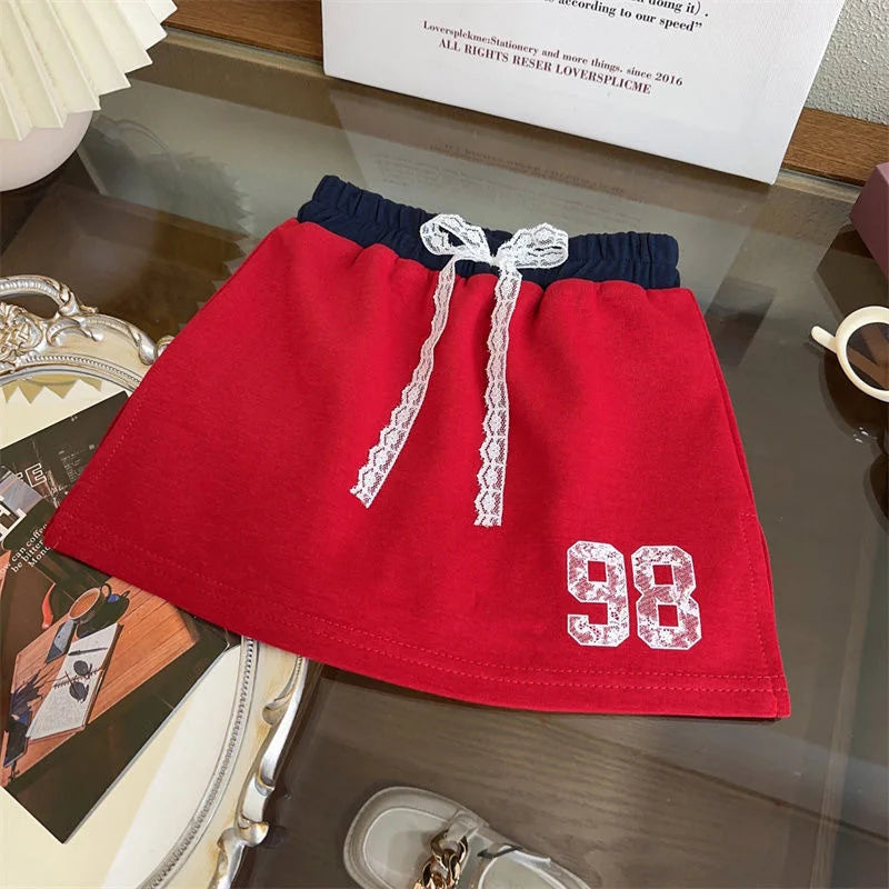 Baby Girls Sets Summer New Children Letter Printed Suits Toddler Short-sleeved T-shirt+Fashion Skirt 2Pcs Outfits Kids Clothes