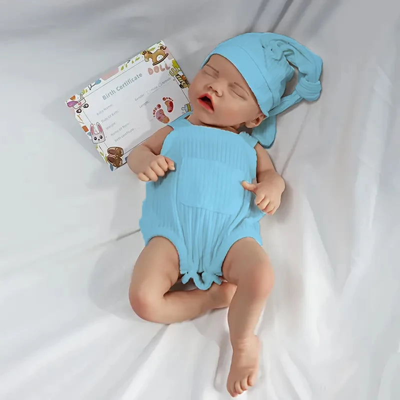 17.52" Platinum Solid Silicone Newborn Baby Boy/Girl LouLou Floppy Handmade Washable Reborn Doll 5.7lb Kids Toy Birthday Gift