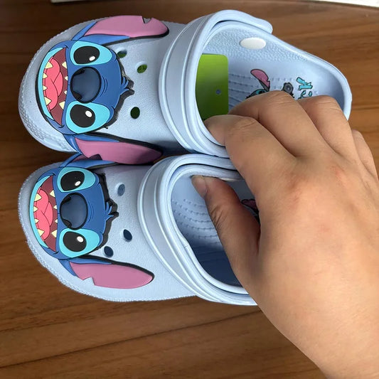 Stitch Cartoon Anime Solid Waterproof Slippers Outdoor Sandals Stitch Casual Breathable Ankle-Wrap For Kids Shoes Gift