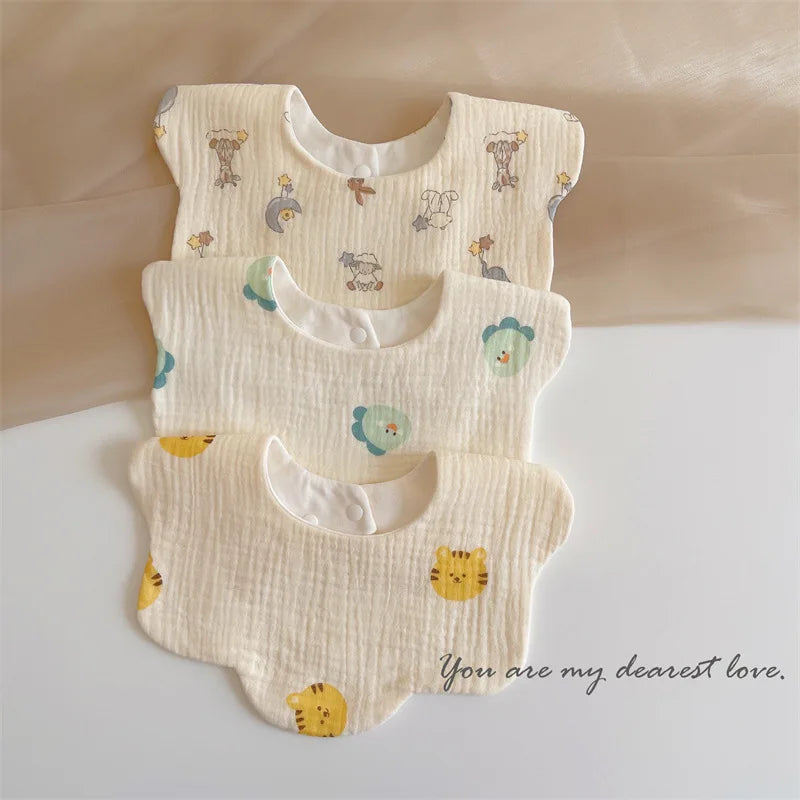 Summer Baby Cotton Gauze Waterproof Bibs Soft Cartoon Infant Bib Burp Cloths Bandana Scarf for Boy Girl Feeding Saliva Towel New