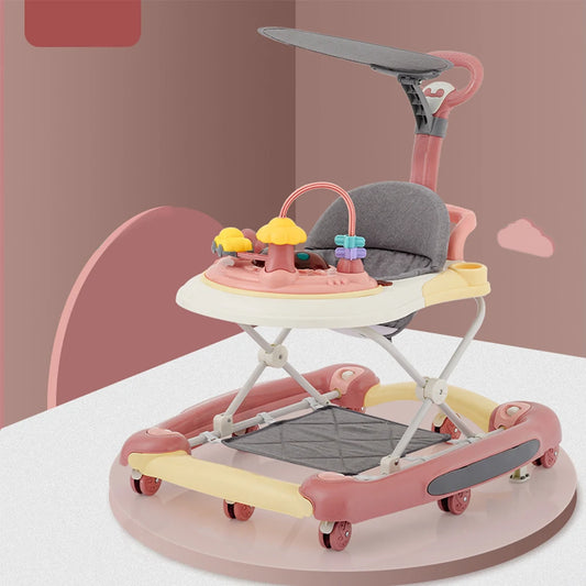 Foldable Baby Walkers With Universal Wheel Multifunction Anti-Roll Anti O-Leg Walker Handcart Learning Start Walker