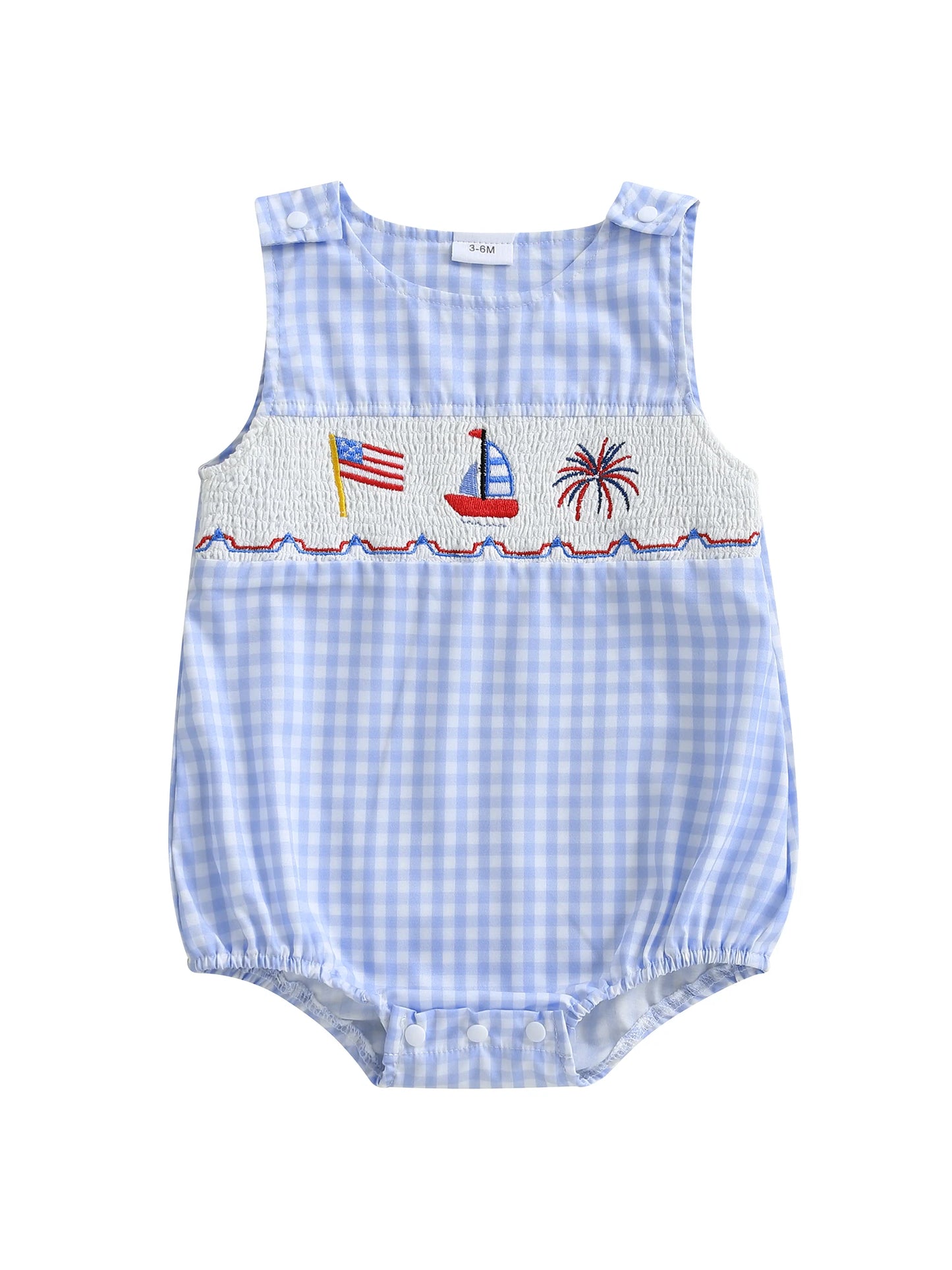 Infant Patriotic Sleeveless Romper Round Neck Jumpsuit Baby Boy 4th of July Playsuit Summer Outfit Newborn